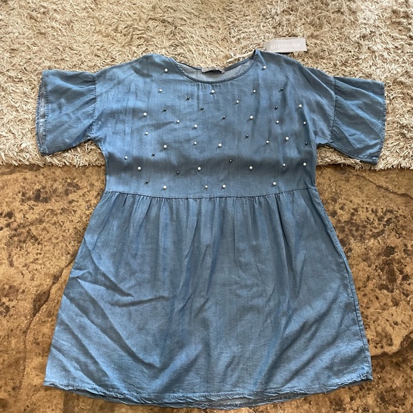 Pistache thin blue denim dress made in Italy - Picture 2 of 5